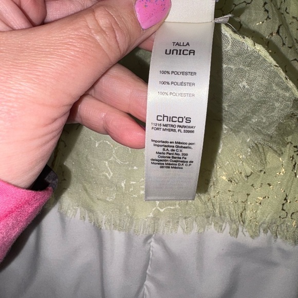 NWT Chico’s oblong scarf lime yellow gold accent scarf new! - Picture 4 of 7